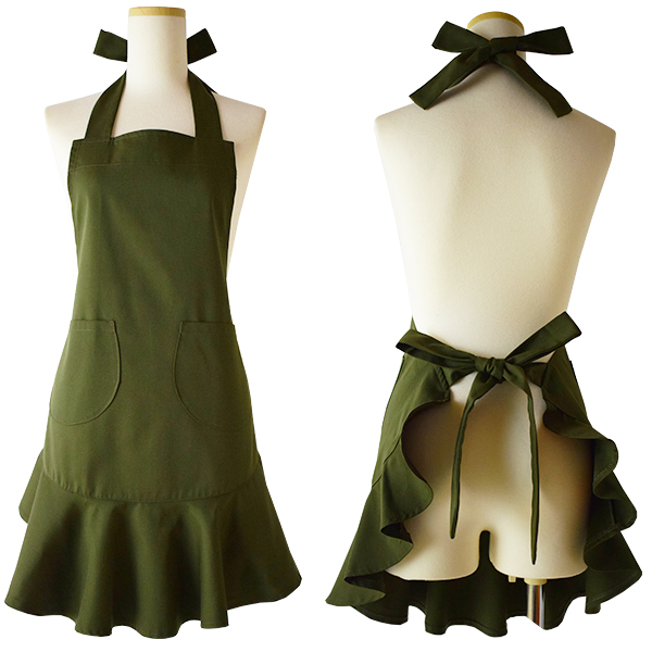 かわいいフリルエプロン無地