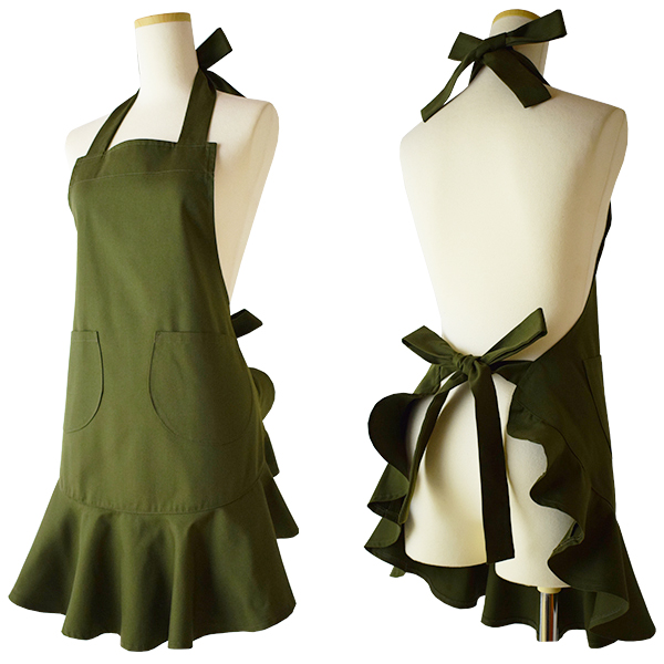 かわいいフリルエプロン無地