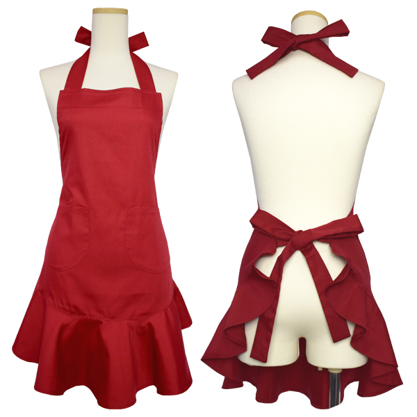 かわいいフリルエプロン無地