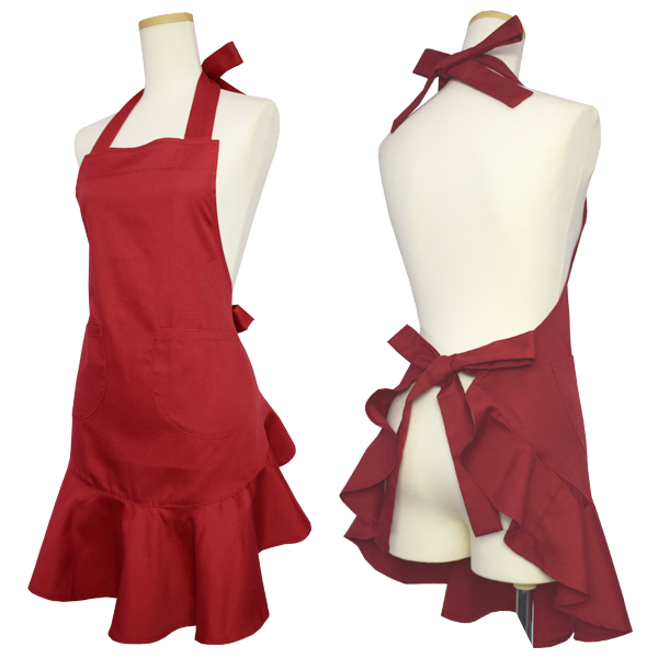 かわいいフリルエプロン無地