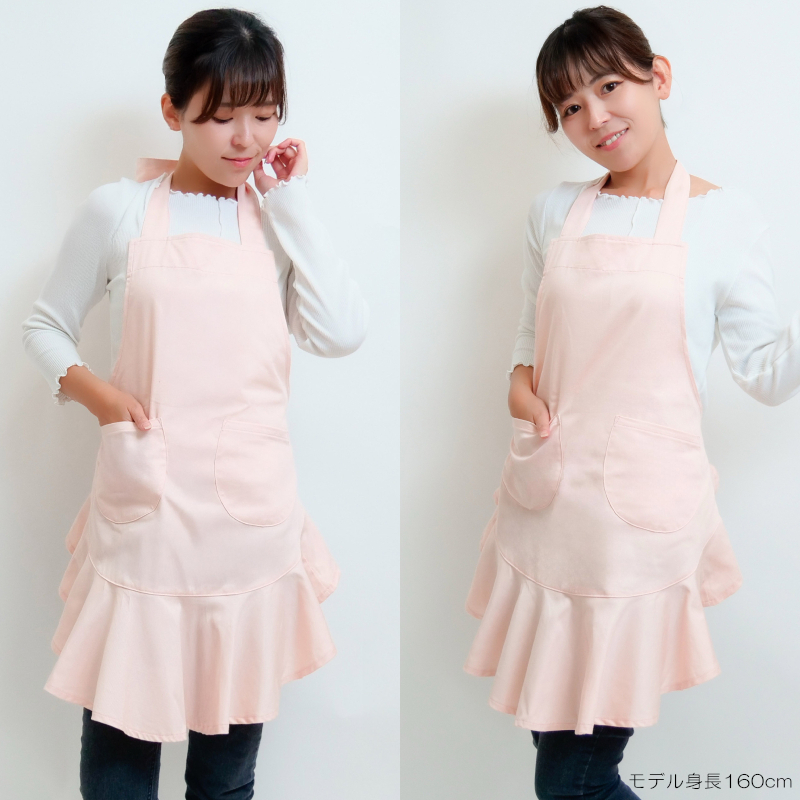 シンプルな無地のラブリーフリルエプロン かわいい おしゃれ フリル
